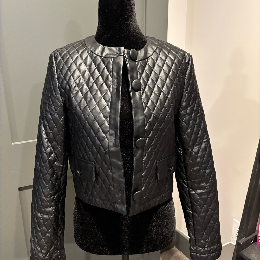 Zara Black Faux Leather Cropped Women's Jacket